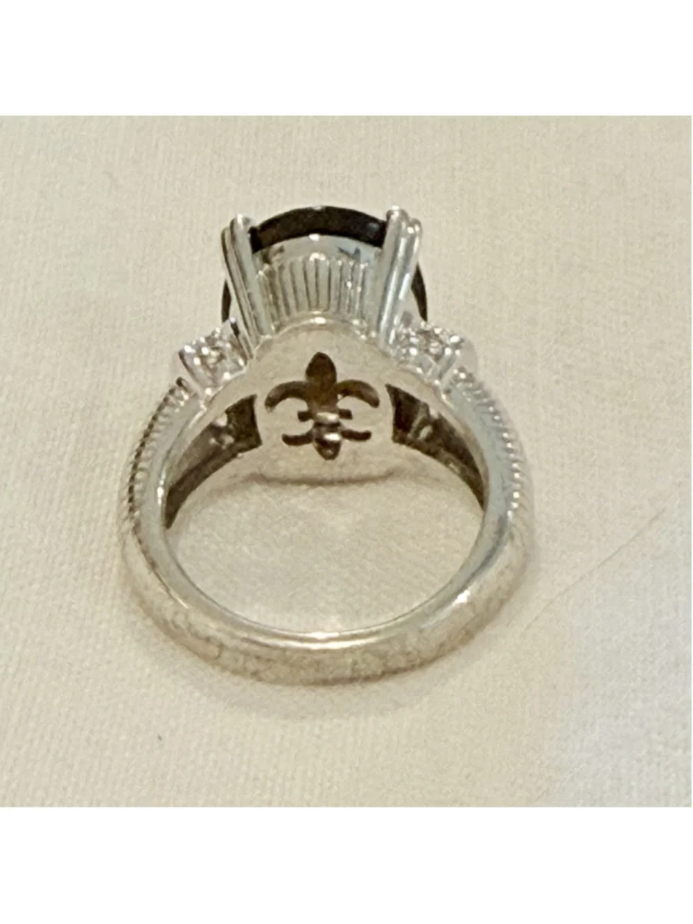Judith Ripka 925 Sterling Silver Oval Smokey Quartz Prong Set Ring Size 7 Signed